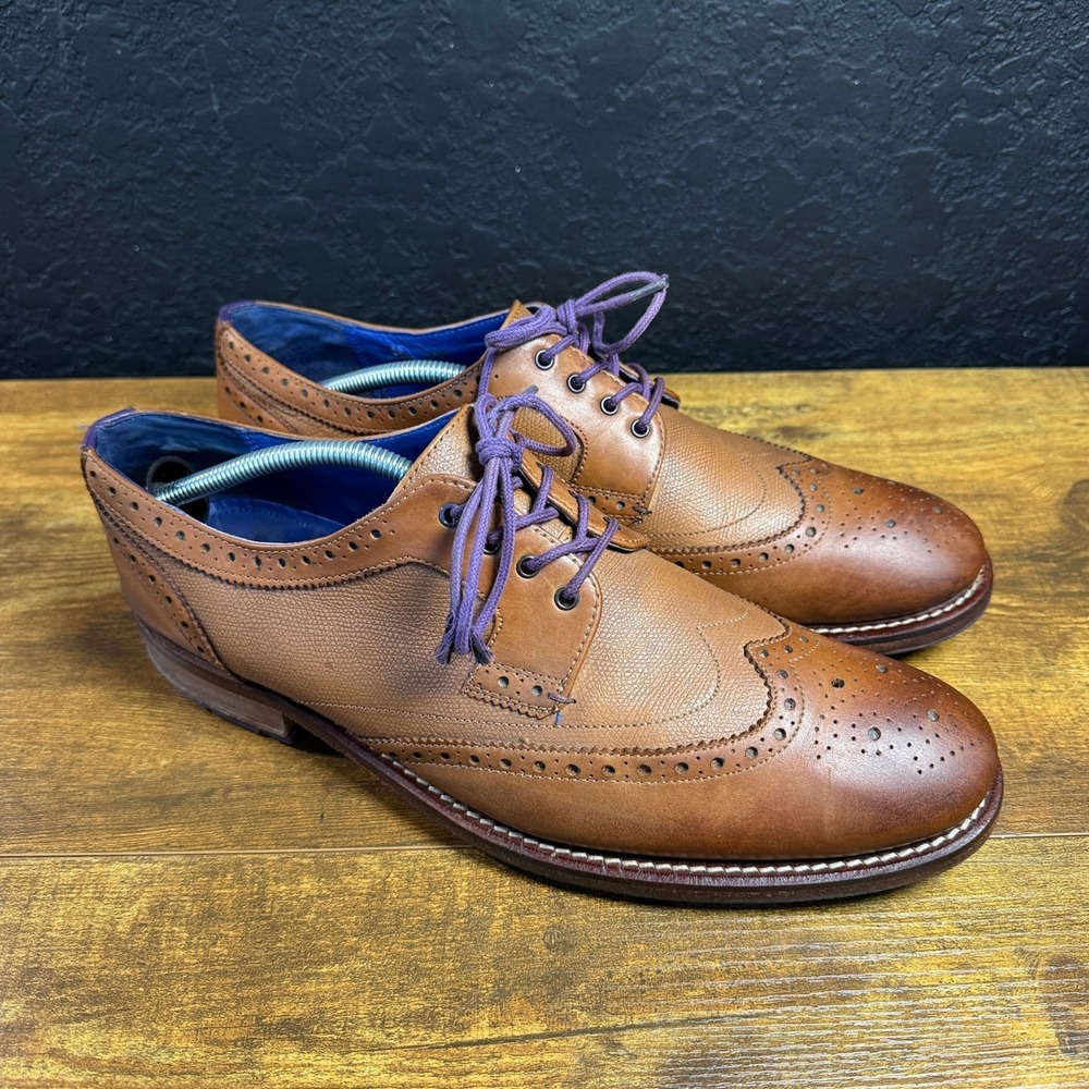 Ted Baker Cassiusss 9-12995 Tan Leather Wingtip Brogue Shoes Mens US 11.5